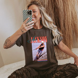 AJackson DTF Heat Transfer, vibrant custom graphic featuring a person water skiing with bold text and colorful design elements.