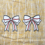 Baseball Bow Sides Glitter Patch SET OF 2