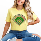 Softball Glove Bunt Strike Grand Slam DTF Heat Transfer, colorful heat transfer design with softball field and text.