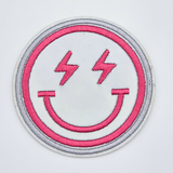 Silver Iridescent Smile Embroidered HAT/POCKET Patch
