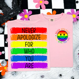Never Apologize For Who You Are SET DTF Heat Transfer