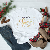 Merry Christmas Gold Snowflakes Word Art Sublimation Transfer