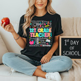 1st Grade Teacher Word Art DTF Heat Transfer