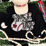 Baseball Leopard & Sequins Patch, a decorative patch featuring a baseball design with leopard print sequins and red heart embroidery.