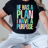 Colorful Distressed He Has A Plan I Have A Purpose DTF Heat Transfer