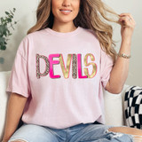 Preppy Leopard Mascot DTF Heat Transfer, colorful and stylish design for clothing customization.