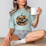 Patchwork Pumpkin DTF Heat Transfer, a colorful pumpkin design made with patchwork fabric for heat transfer on fabric.