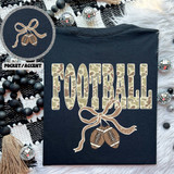 Camo Football Bow SET DTF Heat Transfer, showcasing a sports-themed design with footballs and camo pattern, ideal for customizing apparel with heat transfer technology.