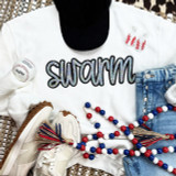 Swarm Sequin Patch, sparkling decorative patch with iridescent sequins on a black background. 