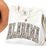 Camo States DTF Heat Transfer, fashion t-shirt with Arkansas and Oklahoma in camouflage pattern.