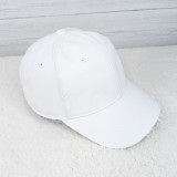 White Pacific Hybrid Denim Cap, close-up of a stylish, plain white denim baseball cap with a curved brim and adjustable strap, ideal for casual wear.