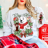 Stay Merry, Stay Cool Dr P SET DTF Heat Transfer Christmas sweater with polar bear and holiday decorations.