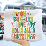 Faux Glitter Oh By Golly DTF Heat Transfer, colorful holiday Christmas-themed design on a white fabric