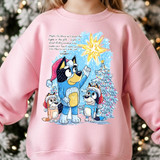 Christmas Scene Blue DTF Heat Transfer