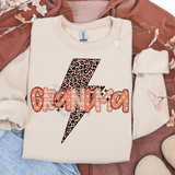 Patterned Names DTF Heat Transfer, creative iron-on transfer with leopard print zigzag lightning bolt and name 'Godanya' in pink striped, floral, and glitter accents for custom clothing decoration.