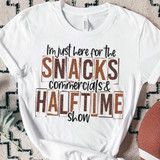 Faux Glitter I’m Just Here for the Snacks, Commercials & the Halftime Show DTF Heat Transfer