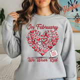 In February We Wear Red Heart Ribbons DTF Heat Transfer
