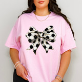 Faux Yarn Black & White Soccer Bow DTF Heat Transfer