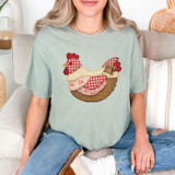 Faux Patchwork Cottagecore Chicken DTF Heat Transfer