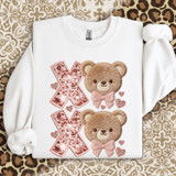 Faux Sequin & Fluffy XOXO Bear DTF Heat Transfer
