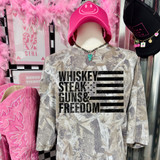 Whiskey Steak Guns & Freedom BLACK DTF Heat Transfer