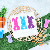 Triple Easter bunny fluffy chenille patch in pink blue and purple iron on applique for boutique spring apparel