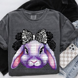 Purple Bunny Black Roses DTF Heat Transfer