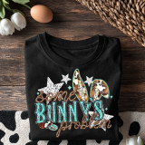 Some Bunny's Problem DTF Heat Transfer, black sweatshirt with bunny, stars, and text design.