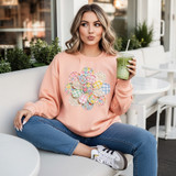 Faux Fabric Patchwork Flower DTF Heat Transfer