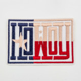Patriotic HOWDY Embroidered HAT/POCKET Patch, American flag design with stars and stripes in red, white, blue, and tan colors.