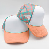 Peach, Mint, & White Checkered Foam Trucker Hat