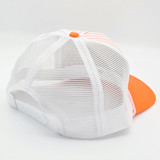 Orange & Pink Stripe Structured Cotton Trucker Hat – Fully Adjustable Boutique Blank Cap