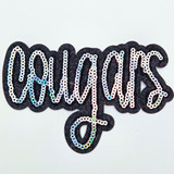 Cougars Sequin & Black Glitter Mascot Hat Patch