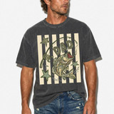 Fishing Dad DTF Heat Transfer, a graphic t-shirt featuring a jumping fish, fishing rod, and stars design.