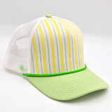 Citrus Stripe Structured Cotton Trucker Hat – Fully Adjustable Boutique Blank Cap