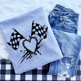 Race Flag Heart DTF Heat Transfer