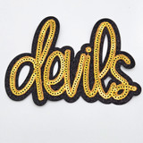 Devils GOLD Sequin & Black Glitter Mascot Hat Patch