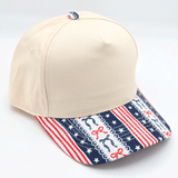 Coquettes & Stripes Cotton Hat – Patriotic Bow Print Cap
