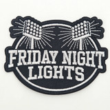Friday Night Lights BLACK/SILVER Embroidered Hat Patch – Black – 4" x 3"