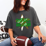 Football Hallelujah DTF Heat Transfer, colorful graphic design on a dark gray t-shirt featuring a star and football theme.