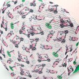Pink & Green Striped Bill Golf Mesh Cotton Hat