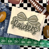 Camo Bow School Mascot DTF Heat Transfer, school sports team mascot design with bow graphic and text for custom apparel.