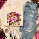 Pink Glitter Mascot - 62 teams - DTF Heat Transfer, a colorful iron-on patch featuring a cute lion with glittery pink stars and bold lettering for custom sports or team apparel.