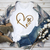 Faith Heart Word Art Leopard Sublimation Transfer, leopard print heart and word art design for fabric decor.