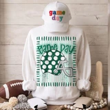 Game Day Polka Dot Helmet DTF Transfers, football themed design with polka dot helmet and text for sports event decoration.