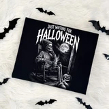 Just Waiting for Halloween Skeleton WHITE DTF Heat Transfer