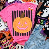Jack O Lantern Black Stripe DTF Heat Transfer