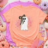 Ghost with Black Bow Splatter DTF Heat Transfer