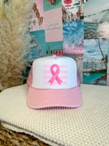 Painted Pink Ribbon Pink Stripes DTF Heat Transfer