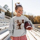 Faux Patch Game Day Football DTF Transfer, a young girl holding a football